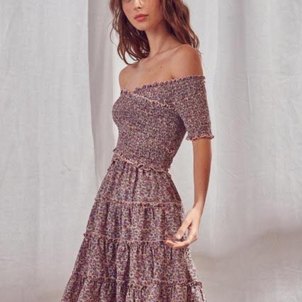 Olive & Bette’s Criss Cross Smocked floral dress